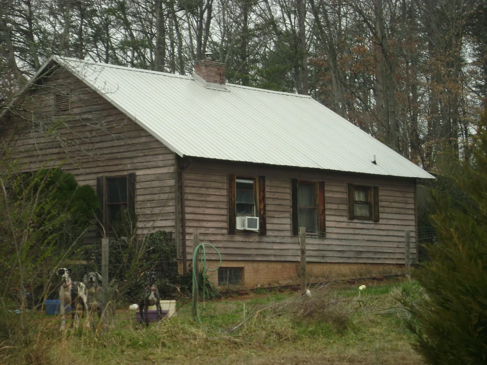 White metal roof on an old wood sided farmhouse, from a Metal Roof Installation job in Queen Creek